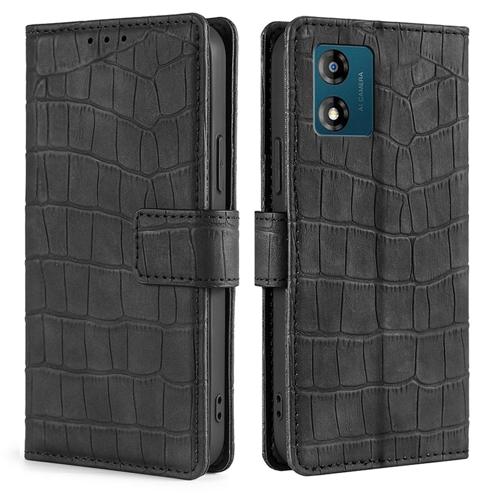 For Motorola Moto E13 4G Skin-friendly Phone Case Crocodile Texture PU Leather Wallet Stand Anti-fall Cover For Motorola Moto E13 4G Skin-friendly Phone Case Crocodile Texture PU Leather Wallet Stand Anti-fall Cover
